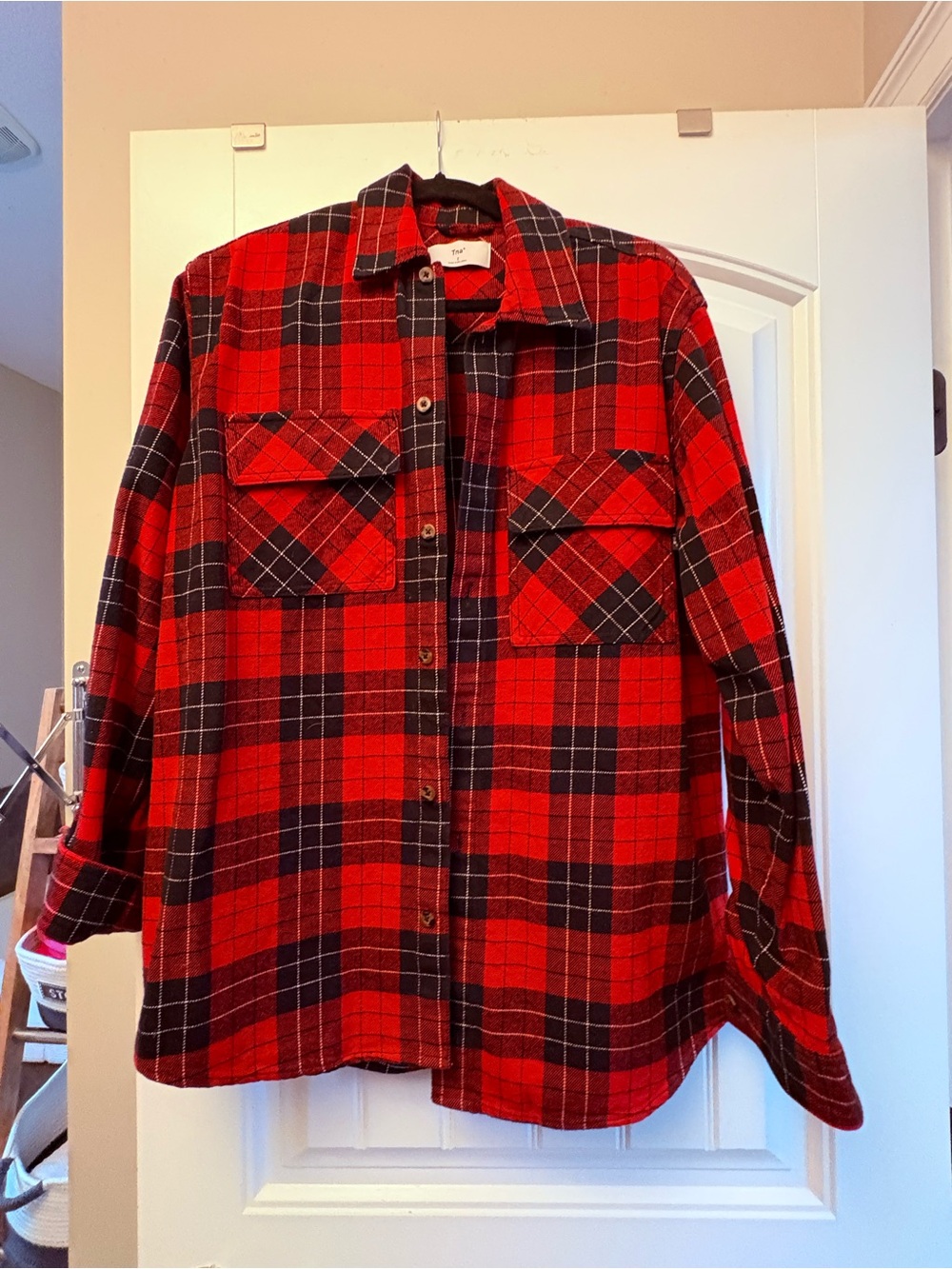 Aritzia Red and Black Plaid Utility Jacket